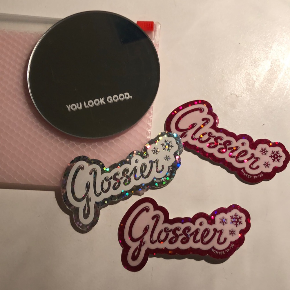 Glossier Mirror and Sticker Set